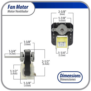 Appli Parts APFM-55 18 W Fan Motor, 110 V, 50/60 Hz, 0.38 A, 3000 rpm, CW rotation Universal replacement intended for Refrigerator Evaporator, Blade not included replaces original part numbers WR60X203, 305540, PS304745, WR60X0191, WR60X0203, WR60X19 Appli Parts APFM-55 18 W Fan Motor, 110 V, 50/60 Hz, 0.38 A, 3000 rpm, CW rotation Universal replacement intended for Refrigerator Evaporator, Blade not included replaces original part numbers WR60X203, 305540, PS304745, WR60X0191, WR60X0203, WR60X19