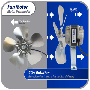 Appli Parts APFM-162E 16W refrigeration condenser and evaporator motor 220V 60Hz 0.5A 1300rpm includes base and 10in aluminum Fan Blade CCW shaft end Universal fit Appli Parts APFM-162E 16W refrigeration condenser and evaporator motor 220V 60Hz 0.5A 1300rpm includes base and 10in aluminum Fan Blade CCW shaft end Universal fit