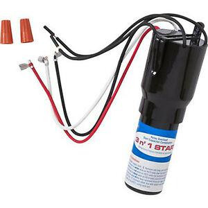 Supco RCO410 1/4 to 1/3 HP, 110 to 125VAC, 3 in 1 Solid-state Hardstart Relay, includes relay, overload, and start capacitor. Used refrigeration systems with or without run capacitors
 Supco RCO410 1/4 to 1/3 HP, 110 to 125VAC, 3 in 1 Solid-state Hardstart Relay, includes relay, overload, and start capacitor. Used refrigeration systems with or without run capacitors