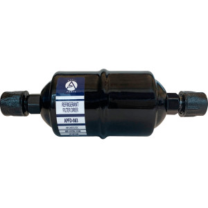 Appli Parts APFD-083 3/8 in Liquid Line Refrigerant AC Filter Drier hvac Refrigeration 083 SAE Flare connection universal unidirectional 6-1/2 in long 2 in wide Appli Parts APFD-083 3/8 in Liquid Line Refrigerant AC Filter Drier hvac Refrigeration 083 SAE Flare connection universal unidirectional 6-1/2 in long 2 in wide