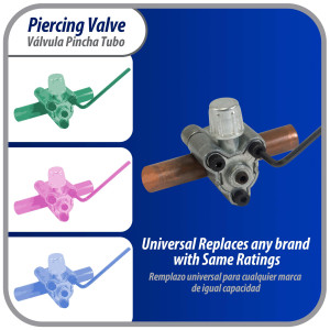 Appli Parts APT-PV310 1/2, 5/8 in Bullet Piercing Valve kit with tube size adapters and o ring seal for small refrigeration systems with 1/4in SAE Service Port Appli Parts APT-PV310 1/2, 5/8 in Bullet Piercing Valve kit with tube size adapters and o ring seal for small refrigeration systems with 1/4in SAE Service Port