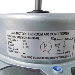 Fan Motor Outdoor Unit YDK30-6B(B)(YDK30-6B-6) YKT-30-6-1L 220-240V/1Ph/60Hz 30W 6p 0.365A Bcl LRA 0.44A 202400401341, 11002012002962 

