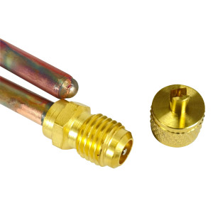 Appli Parts APFD-115S Copper Liquid line filter dryer with Charging Service Valve 1/4 x 1/4 in 15g 0.53oz for universal refrigeration and air conditioner applications  Appli Parts APFD-115S Copper Liquid line filter dryer with Charging Service Valve 1/4 x 1/4 in 15g 0.53oz for universal refrigeration and air conditioner applications