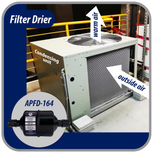 Appli Parts APFD-164 1/2 in Liquid Line Refrigerant AC Filter Drier hvac Refrigeration 164 SAE Flare connection universal unidirectional 7in long 3in wide Appli Parts APFD-164 1/2 in Liquid Line Refrigerant AC Filter Drier hvac Refrigeration 164 SAE Flare connection universal unidirectional 7in long 3in wide