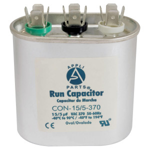 Appli Parts Dual Run Capacitor for ac 15+5 Mfd uF (microfarads) 370VAC CBB65 Oval Universal fit for hvac and other applications in Wide CON-15/5-370 Appli Parts Dual Run Capacitor for ac 15+5 Mfd uF (microfarads) 370VAC CBB65 Oval Universal fit for hvac and other applications in Wide CON-15/5-370