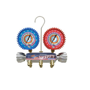 Uniweld USAM Aluminum Body Manifold 3-1/8 in NPF Gauges, R-410A,R-22,R-404A,R-134a, F and PSI Scales, No Hoses 49200
