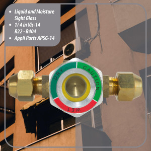 Appli Parts APSG-14 1/4 in Sight Glass and liquid moisture indicator Flare connections with take-apart Body for HVAC/R installations suitable for CFC HCFC HFC refrigerants Appli Parts APSG-14 1/4 in Sight Glass and liquid moisture indicator Flare connections with take-apart Body for HVAC/R installations suitable for CFC HCFC HFC refrigerants