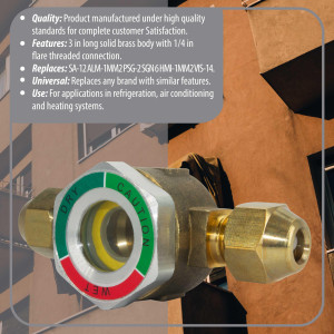 Appli Parts APSG-14 1/4 in Sight Glass and liquid moisture indicator Flare connections with take-apart Body for HVAC/R installations suitable for CFC HCFC HFC refrigerants Appli Parts APSG-14 1/4 in Sight Glass and liquid moisture indicator Flare connections with take-apart Body for HVAC/R installations suitable for CFC HCFC HFC refrigerants