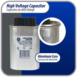 Appli Parts APMC-21105 1.05uf mfd (microfarads) High Voltage Microwave capacitor 2100V 50/60Hz CH85 21105 Universal Replacement for Multiple Brands NO PCB  Appli Parts APMC-21105 1.05uf mfd (microfarads) High Voltage Microwave capacitor 2100V 50/60Hz CH85 21105 Universal Replacement for Multiple Brands NO PCB