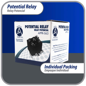 Appli Parts APPR-063 Potential Relay 063, Coil Voltage 170 V, Min Pick up 139 V, Max Pick up 153 V, Max Drop Out 55 V, 50/60 Hz Universal replacement for HVAC and Refrigeration units Appli Parts APPR-063 Potential Relay 063, Coil Voltage 170 V, Min Pick up 139 V, Max Pick up 153 V, Max Drop Out 55 V, 50/60 Hz Universal replacement for HVAC and Refrigeration units