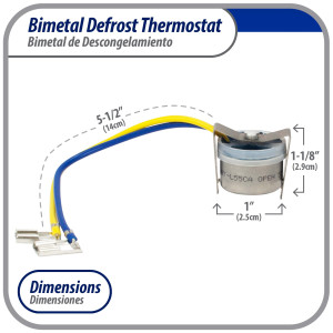 Appli Parts APBT-L55CA Bimetal Thermostat 2 Wire, Open 55 F and Close 40 F, With Clip, blue and yellow colored wires, Reference BIM-318 / Thermodisc Appli Parts APBT-L55CA Bimetal Thermostat 2 Wire, Open 55 F and Close 40 F, With Clip, blue and yellow colored wires, Reference BIM-318 / Thermodisc