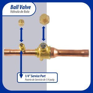 Appli Parts APBV-012 1/2 in Shut Off Ball Valve ODF Universal Replacement 610 psi (4.2 Mpa) max pressure -22 F to 248 F work temperature with 1/4 in SAE service port, with 6-1/2 in overall length Appli Parts APBV-012 1/2 in Shut Off Ball Valve ODF Universal Replacement 610 psi (4.2 Mpa) max pressure -22 F to 248 F work temperature with 1/4 in SAE service port, with 6-1/2 in overall length