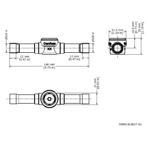 Danfoss 014L0145 Sight Glass 5/8in ODF SGP 16s N Compatible with R410A, R22, R404A, R134a 