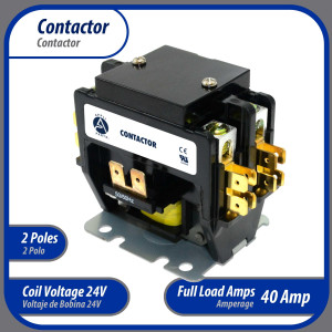 Appli Parts APAC-24024 Heavy Duty 2 Poles Contactor 40 Amp 24 Volts Coil Replacement for ac Compressor and Electrical Applications UL Certified 476929 Appli Parts APAC-24024 Heavy Duty 2 Poles Contactor 40 Amp 24 Volts Coil Replacement for ac Compressor and Electrical Applications UL Certified 476929
