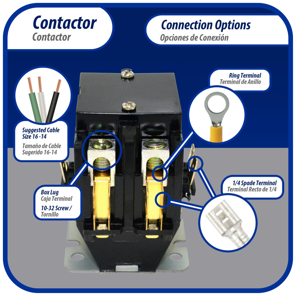 Appli Parts APAC-24024 Heavy Duty Contactor 2 Poles 40A 24V Coil Replacement for AC Compressors and Electrical Applications UL Certified E476929 Appli Parts APAC-24024 Heavy Duty Contactor 2 Poles 40A 24V Coil Replacement for AC Compressors and Electrical Applications UL Certified E476929