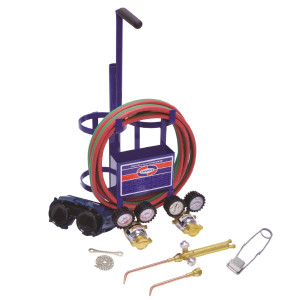 Uniweld Welding Outfit K23C Includes: Welding Handle / Brazing Tips / Oxygen and Acetylene Regulator / Twin Hose / Goggles / Flint Lighter / Tank Key / Carrying Stand / No Tanks Included