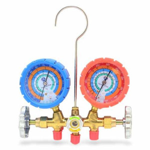 Appli Parts Analog Manifold Set Compatible with R12, R22, R134a, R404A, Brass Includes 36in Hose Set With Sightglass 1/4in sae Apmg-A2b36s Ref. Ct-536g