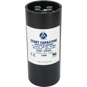 Appli Parts motor start capacitor 161-193 Mfd (microfarads) uF 250 VAC universal fit for electric motor applications 1-7/16 in Wide 3-3/8 in Height CON-161-250
 Appli Parts motor start capacitor 161-193 Mfd (microfarads) uF 250 VAC universal fit for electric motor applications 1-7/16 in Wide 3-3/8 in Height CON-161-250