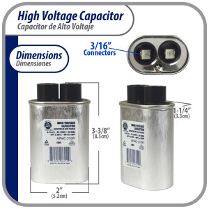 Appli Parts APMC-21091 0.91uf mfd (microfarads) High Voltage Microwave capacitor 2100V 50/60Hz CH85 21091 Universal Replacement for Multiple Brands NO PCB  Appli Parts APMC-21091 0.91uf mfd (microfarads) High Voltage Microwave capacitor 2100V 50/60Hz CH85 21091 Universal Replacement for Multiple Brands NO PCB