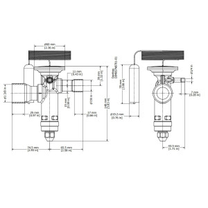 Danfoss 067N2165 26TR Thermostatic expansion valve, TGE, Compatible with R22, R407C, 7/8x1-3/8 in Solder, ODF, 1/4 in Externally equalized, Bi-flow, -40 to 50 F, replaces 067N2185