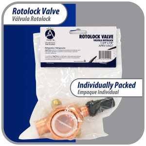 Appli Parts APRV-VA07 Rotolock Valve V07 1-3/4 in x 7/8 in ODF solder connection Universal replacement valve will work for refrigeration and air conditioning systems Appli Parts APRV-VA07 Rotolock Valve V07 1-3/4 in x 7/8 in ODF solder connection Universal replacement valve will work for refrigeration and air conditioning systems