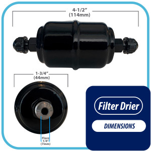 Appli Parts APFD-032 Liquid Line Filter Drier 1/4in SAE Flare Connection Universal Unidirectional HVAC Refrigeration Filter, 4.5in Long, 1.75in Wide Appli Parts APFD-032 Liquid Line Filter Drier 1/4in SAE Flare Connection Universal Unidirectional HVAC Refrigeration Filter, 4.5in Long, 1.75in Wide