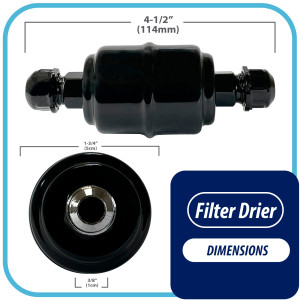 Appli Parts APFD-033 3/8 in Liquid Line Refrigerant AC Filter Drier hvac Refrigeration 033 SAE Flare connection universal unidirectional 4-1/2 in long 1-3/4 in wide
 Appli Parts APFD-033 3/8 in Liquid Line Refrigerant AC Filter Drier hvac Refrigeration 033 SAE Flare connection universal unidirectional 4-1/2 in long 1-3/4 in wide