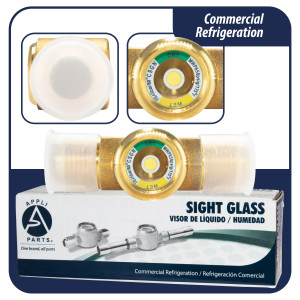 Appli Parts APSG-58A 5/8 in Sight Glass and liquid moisture indicator Flare connections with Solid Body for HVAC/R installations suitable for CFC HCFC HFC refrigerants Appli Parts APSG-58A 5/8 in Sight Glass and liquid moisture indicator Flare connections with Solid Body for HVAC/R installations suitable for CFC HCFC HFC refrigerants