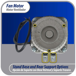 Appli Parts APFM-341E 34W refrigeration condenser and evaporator motor 115V 60Hz 1.5A 1450rpm includes base and 12in aluminum Fan Blade CCW shaft end Universal fit Appli Parts APFM-341E 34W refrigeration condenser and evaporator motor 115V 60Hz 1.5A 1450rpm includes base and 12in aluminum Fan Blade CCW shaft end Universal fit