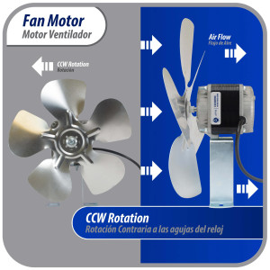 Appli Parts APFM-341E 34W refrigeration condenser and evaporator motor 115V 60Hz 1.5A 1450rpm includes base and 12in aluminum Fan Blade CCW shaft end Universal fit Appli Parts APFM-341E 34W refrigeration condenser and evaporator motor 115V 60Hz 1.5A 1450rpm includes base and 12in aluminum Fan Blade CCW shaft end Universal fit