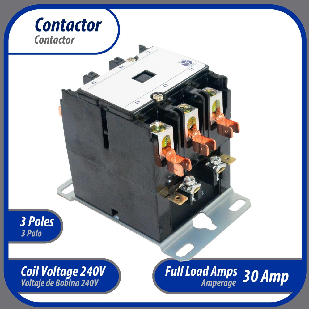 Appli Parts APAC-330240 Heavy Duty Contactor 3 Poles 30A 240V Coil Replacement for AC Compressors and Electrical Applications UL Certified E476929 Appli Parts APAC-330240 Heavy Duty Contactor 3 Poles 30A 240V Coil Replacement for AC Compressors and Electrical Applications UL Certified E476929
