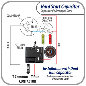 Appli Parts APHS-1 1 to 3 TON Hard Start kit 208-244 V, 1 Ph for air conditioner includes Capacitor 88-108mfd 330V and Potential Relay for Air Conditioner scroll and reciprocating compressors  Appli Parts APHS-1 1 to 3 TON Hard Start kit 208-244 V, 1 Ph for air conditioner includes Capacitor 88-108mfd 330V and Potential Relay for Air Conditioner scroll and reciprocating compressors