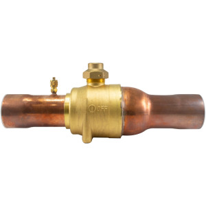 Appli Parts APBV-218 2-1/8 in Shut Off Ball Valve ODF Universal Replacement 610 psi (4.2 Mpa) max pressure -22 F to 248 F work temperature with 1/4 in SAE service port, with 12-2/3 in overall length Appli Parts APBV-218 2-1/8 in Shut Off Ball Valve ODF Universal Replacement 610 psi (4.2 Mpa) max pressure -22 F to 248 F work temperature with 1/4 in SAE service port, with 12-2/3 in overall length