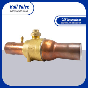 Appli Parts APBV-218 2-1/8 in Shut Off Ball Valve ODF Universal Replacement 610 psi (4.2 Mpa) max pressure -22 F to 248 F work temperature with 1/4 in SAE service port, with 12-2/3 in overall length Appli Parts APBV-218 2-1/8 in Shut Off Ball Valve ODF Universal Replacement 610 psi (4.2 Mpa) max pressure -22 F to 248 F work temperature with 1/4 in SAE service port, with 12-2/3 in overall length