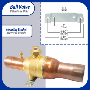 Appli Parts APBV-218 2-1/8 in Shut Off Ball Valve ODF Universal Replacement 610 psi (4.2 Mpa) max pressure -22 F to 248 F work temperature with 1/4 in SAE service port, with 12-2/3 in overall length Appli Parts APBV-218 2-1/8 in Shut Off Ball Valve ODF Universal Replacement 610 psi (4.2 Mpa) max pressure -22 F to 248 F work temperature with 1/4 in SAE service port, with 12-2/3 in overall length