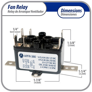 Appli Parts APFR-380 90-380, 24 VAC Coil, Heavy Duty Switching Fan Relay, SP Normally Open, SP Normally Closed, AC and heating Furnace blower relay Universal fit multi position bracket Appli Parts APFR-380 90-380, 24 VAC Coil, Heavy Duty Switching Fan Relay, SP Normally Open, SP Normally Closed, AC and heating Furnace blower relay Universal fit multi position bracket