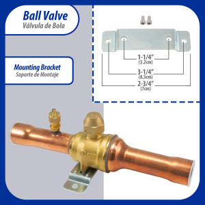 Appli Parts APBV-078 7/8 in Shut Off Ball Valve ODF Universal Replacement 610 psi (4.2 Mpa) max pressure -22 F to 248 F work temperature with 1/4 in SAE service port, with 7-7/8 in overall length Appli Parts APBV-078 7/8 in Shut Off Ball Valve ODF Universal Replacement 610 psi (4.2 Mpa) max pressure -22 F to 248 F work temperature with 1/4 in SAE service port, with 7-7/8 in overall length