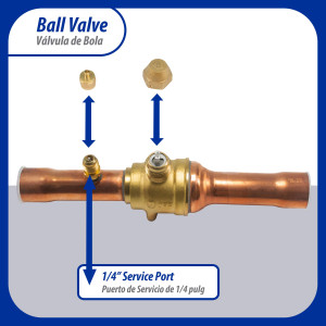 Appli Parts APBV-078 7/8 in Shut Off Ball Valve ODF Universal Replacement 610 psi (4.2 Mpa) max pressure -22 F to 248 F work temperature with 1/4 in SAE service port, with 7-7/8 in overall length Appli Parts APBV-078 7/8 in Shut Off Ball Valve ODF Universal Replacement 610 psi (4.2 Mpa) max pressure -22 F to 248 F work temperature with 1/4 in SAE service port, with 7-7/8 in overall length