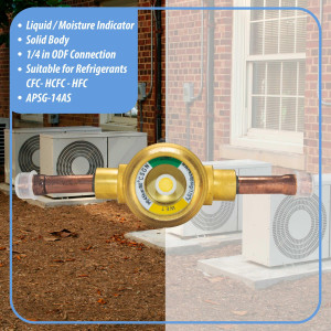 Appli Parts APSG-14AS 1/4 in Sight Glass and liquid moisture indicator Solder connections with Solid Body for HVAC/R installations suitable for CFC HCFC HFC refrigerants Appli Parts APSG-14AS 1/4 in Sight Glass and liquid moisture indicator Solder connections with Solid Body for HVAC/R installations suitable for CFC HCFC HFC refrigerants