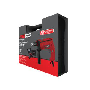 Promaker 1-2in Hammer Drill PRO-TP550KIT Includes Drill, Side Handle, Depth Rod, Key Chuck, Plastic Box, Accessories, Organizer Box, 120V 60Hz, 4.7A, 550W, 0-3000rpm, Chuck 1-2in (13mm), 4.84Lb 6.5ft