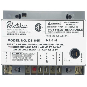 Robertshaw 780-502 Ignition Module Intermittent Pilot 24V Direct Spark Ignition DS 845 
 Robertshaw 780-502 Ignition Module Intermittent Pilot 24V Direct Spark Ignition DS 845