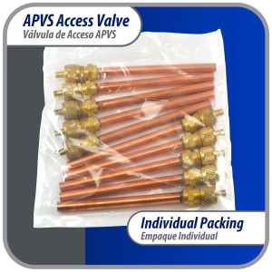 Appli Parts APVS-14143K10 10 pack 1/4 in SAE Access Schrader Valve x 1/4 ODF x 3 in Copper Stem with Valve Core and Cap with gasket and core remover for AC and refrigeration systems Appli Parts APVS-14143K10 10 pack 1/4 in SAE Access Schrader Valve x 1/4 ODF x 3 in Copper Stem with Valve Core and Cap with gasket and core remover for AC and refrigeration systems