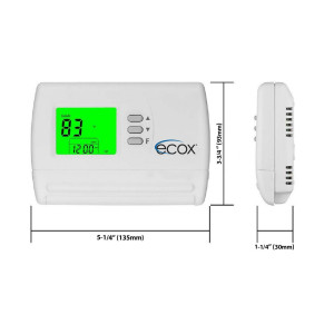 ecox Single Stage Thermostat, Non-Programmable, Cooling and Heating, 24 Volts or Battery Operated TEDIBNXXSV1 ecox Single Stage Thermostat, Non-Programmable, Cooling and Heating, 24 Volts or Battery Operated TEDIBNXXSV1