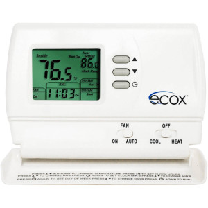 ecox Single Stage Thermostat, Non-Programmable, Cooling and Heating, 24 Volts or Battery Operated TEDIBNXXSV1 ecox Single Stage Thermostat, Non-Programmable, Cooling and Heating, 24 Volts or Battery Operated TEDIBNXXSV1