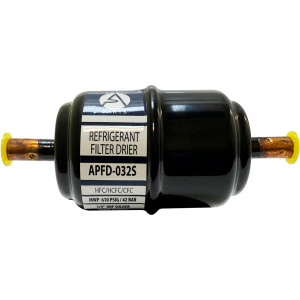 Appli Parts APFD-032S 1/4 in Liquid Line Refrigerant AC Filter Drier hvac Refrigeration 032S ODF Sweat Solder connection universal unidirectional 4-1/2 in long 1-3/4 in wide Appli Parts APFD-032S 1/4 in Liquid Line Refrigerant AC Filter Drier hvac Refrigeration 032S ODF Sweat Solder connection universal unidirectional 4-1/2 in long 1-3/4 in wide