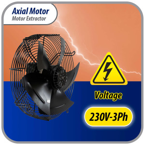 Appli Parts AXF-500-3 19-3/4 in Axial Fan Motor Guard Mounted Fan Blade 220 V, 3 Ph, 50-60 Hz, 500 W, 1450 rpm, Universal replacement for Cold Room Evaporators and Condensing Units