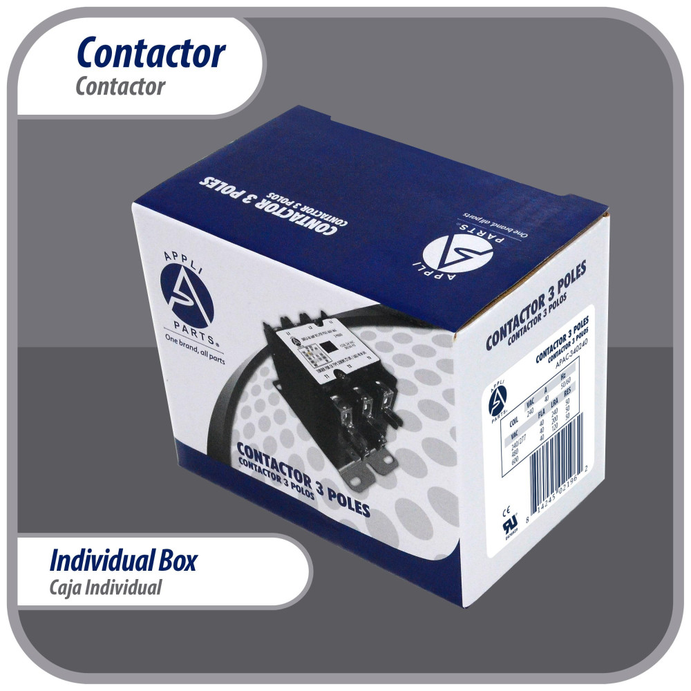 Appli Parts APAC-340240 Heavy Duty Contactor 3 Poles 40A 240V Coil Replacement for AC Compressors and Electrical Applications UL Certified E476929 Appli Parts APAC-340240 Heavy Duty Contactor 3 Poles 40A 240V Coil Replacement for AC Compressors and Electrical Applications UL Certified E476929