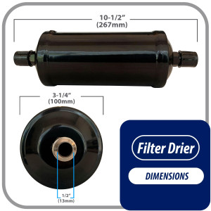 Appli Parts APFD-304 1/2 in Liquid Line Refrigerant AC Filter Drier hvac Refrigeration 304 SAE Flare connection universal unidirectional 10-1/2 in long 3-1/4 in wide Appli Parts APFD-304 1/2 in Liquid Line Refrigerant AC Filter Drier hvac Refrigeration 304 SAE Flare connection universal unidirectional 10-1/2 in long 3-1/4 in wide