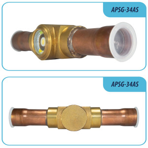 Appli Parts APSG-34AS 3/4 in Sight Glass and liquid moisture indicator Solder connections with Solid Body for HVAC/R installations suitable for CFC HCFC HFC refrigerants Appli Parts APSG-34AS 3/4 in Sight Glass and liquid moisture indicator Solder connections with Solid Body for HVAC/R installations suitable for CFC HCFC HFC refrigerants
