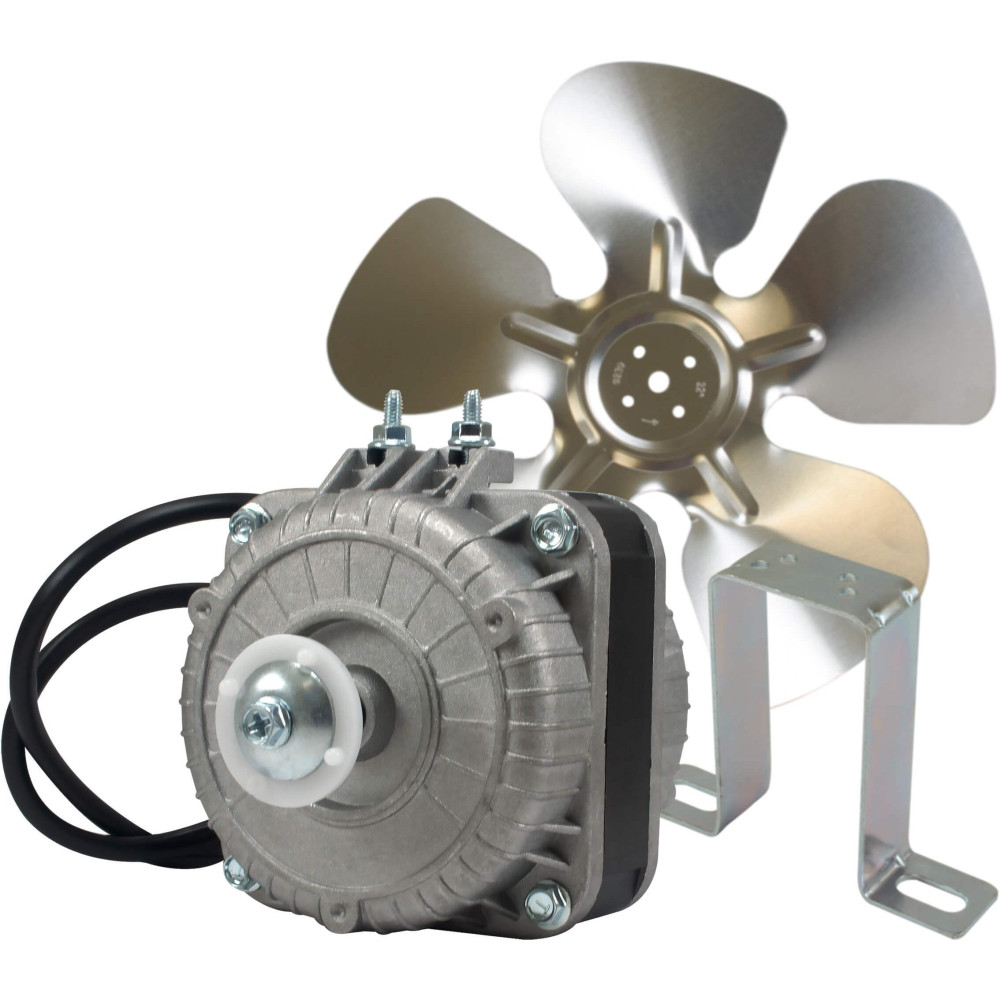 Appli Parts APFM-101E 10W Condenser and Evaporator Fan Motor 115V 60Hz 0.65A, Includes 9in Aluminum Fan Blade and Mounting Base, Universal Replacement for Commercial Refrigeration Units Appli Parts APFM-101E 10W Condenser and Evaporator Fan Motor 115V 60Hz 0.65A, Includes 9in Aluminum Fan Blade and Mounting Base, Universal Replacement for Commercial Refrigeration Units